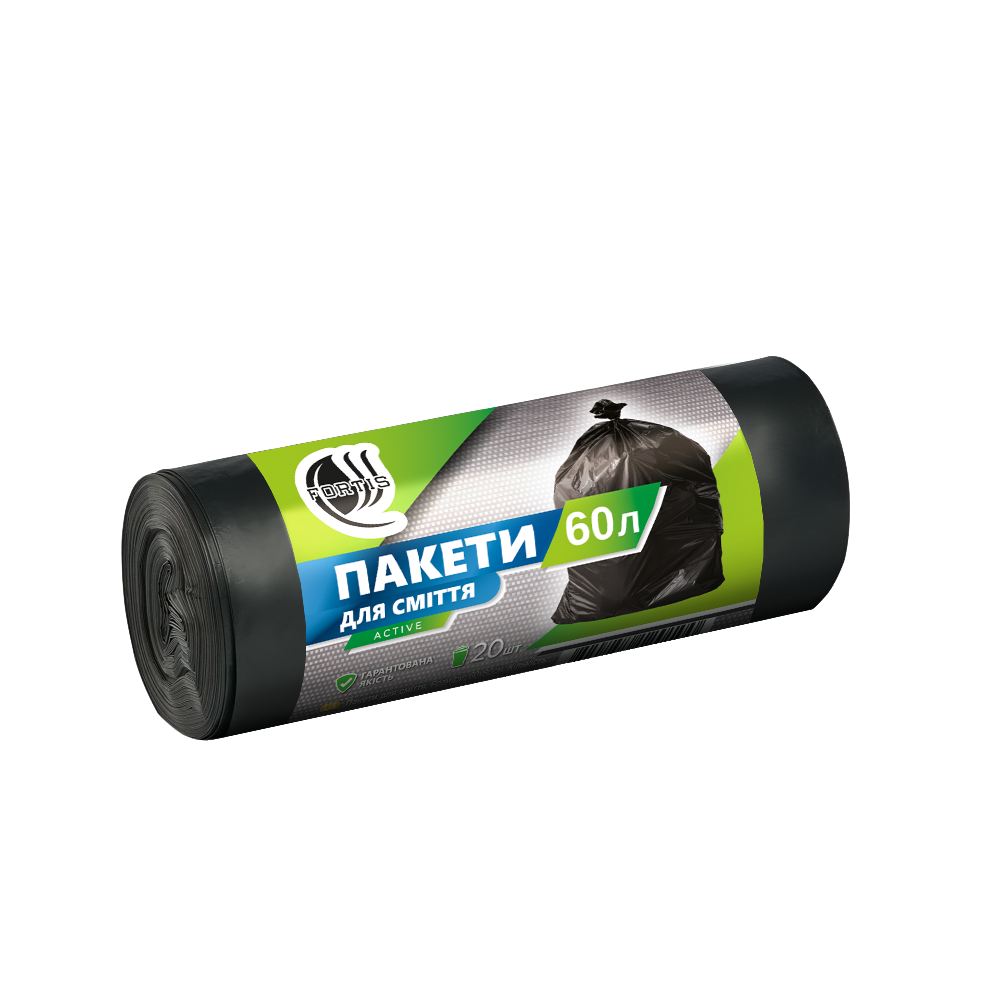 Пакети для сміття FORTIS , 60 л., 20 шт., 15 мкм